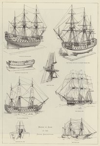 Modellen van schepen op de marine tentoonstelling door English School